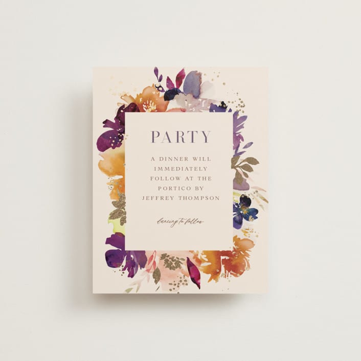 "Bouquet" - Reception Cards in Cream by Lori Wemple - Front