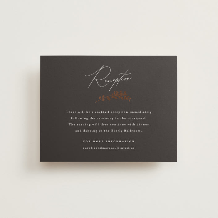 "Bliss" - Reception Cards in Cocoa by Leah Bisch - Front
