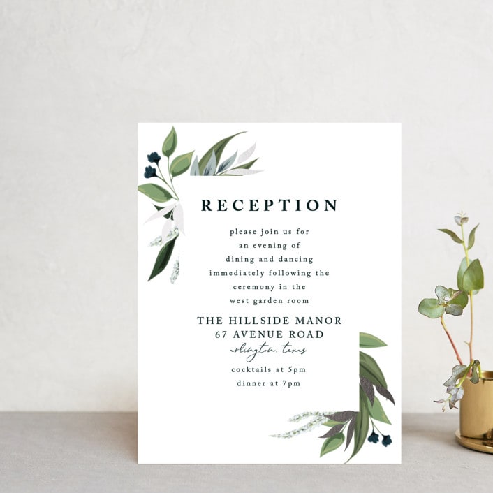 "Soft Greenery" - Reception Cards in Twilight by Susan Moyal - Front