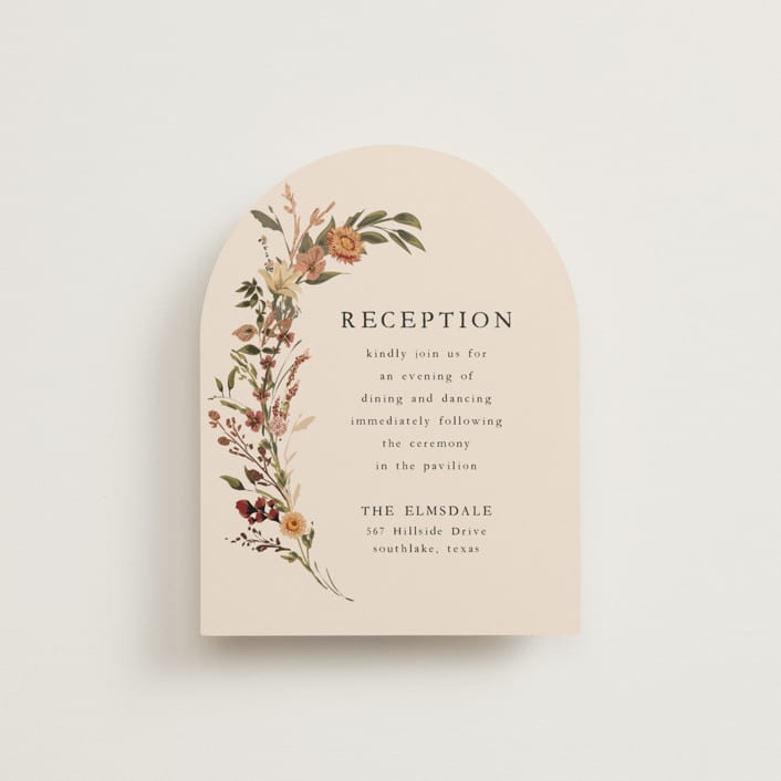 "Monogrammed Floral" - Reception Cards in Harvest by Susan Moyal - Front