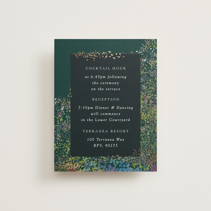 "By the Creek" - Reception Cards in Emerald by Becky Nimoy - Front