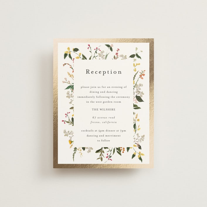 "Enchanting" - Reception Cards in Burgundy by Susan Moyal - Front