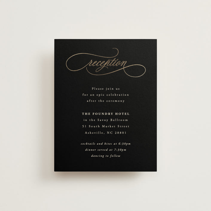 "Black Tie Affair" - Reception Cards in Onyx by Hooray Creative - Front