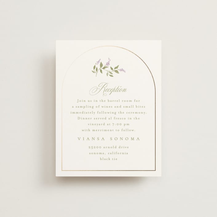 "Marmont" - Reception Cards in Lilac by Kristie Kern - Front