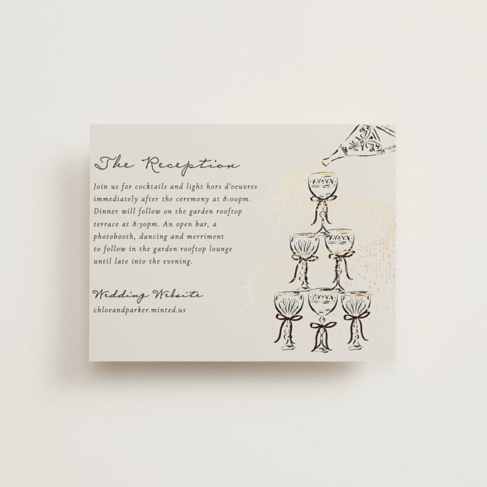 "Hand Illustrated Whimsical Chandelier" - Reception Cards in Noir by Jackie Crawford - Front