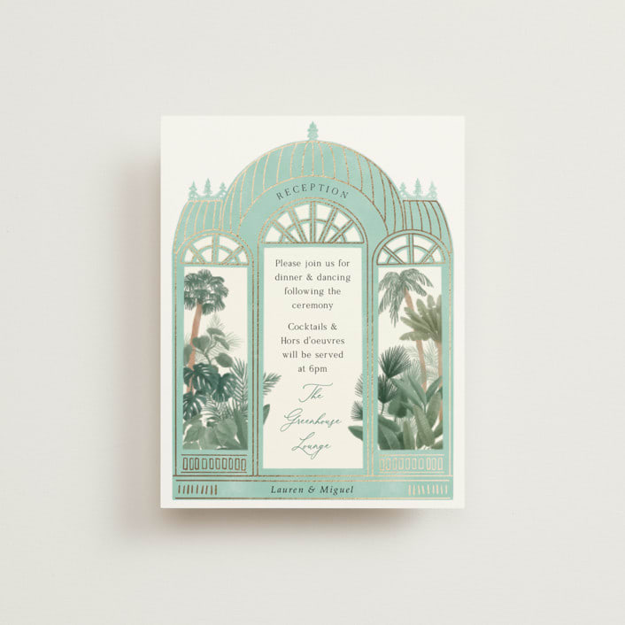 "The Greenhouse" - Reception Cards in Seagreen by Elly - Front