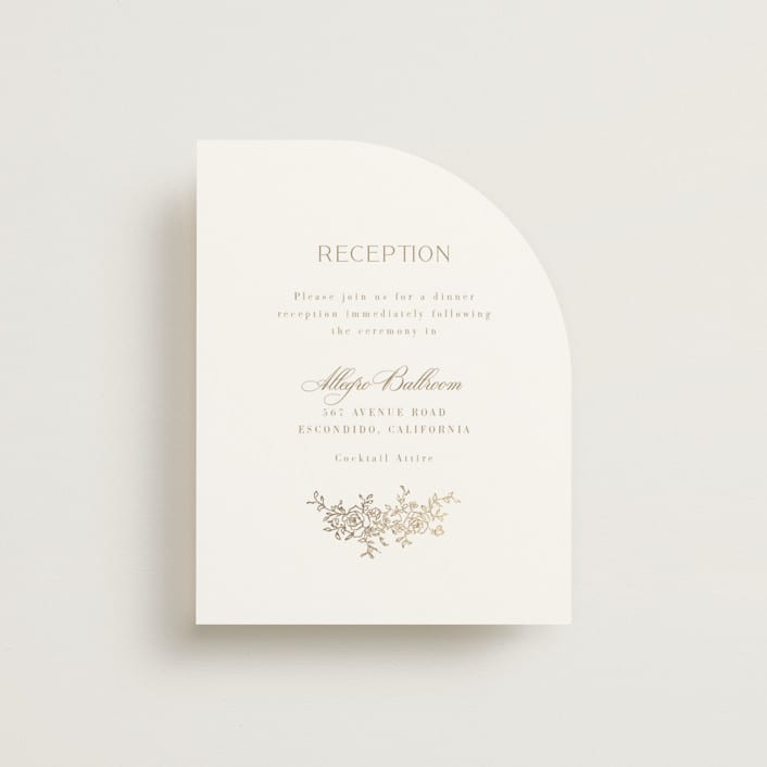 "floral crest" - Reception Cards in Champagne by Cass Loh - Front