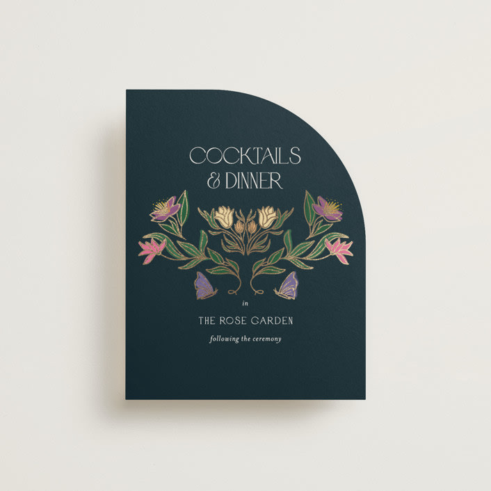 "Gilded Tapestry" - Reception Cards in Midnight Garden by Simona Camp - Front