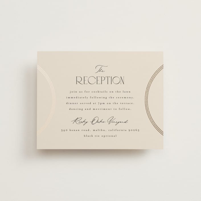 "Misha" - Reception Cards in Latte by Kristie Kern - Front