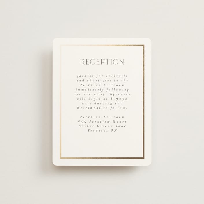 "Regal" - Reception Cards in Porcelain by Nicole Walsh - Front