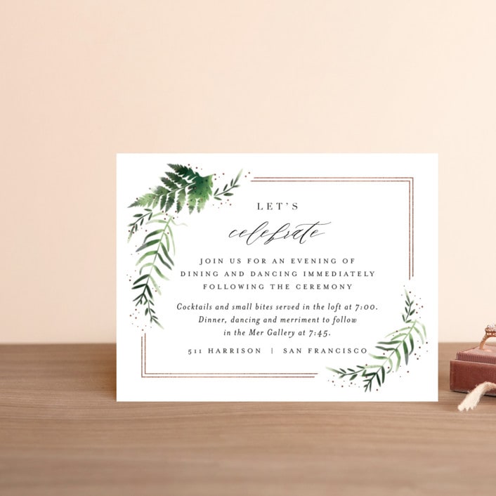 "Framed in Ferns" - Reception Cards in Petal by Kristie Kern - Front