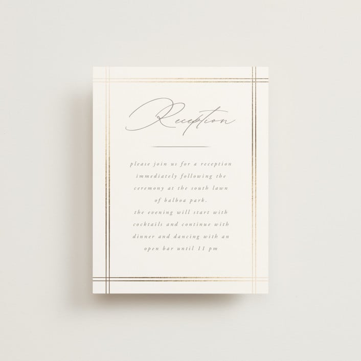 "Classic Line Frame" - Reception Cards in Silk by Wildfield Paper Co - Front