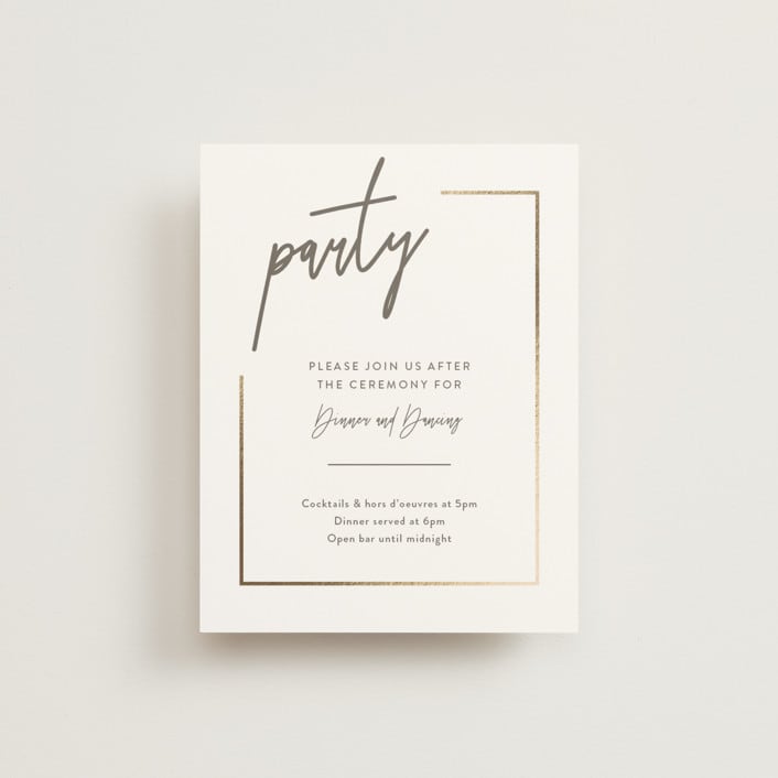"Balanced" - Reception Cards in Milk White by Robin Ott - Front