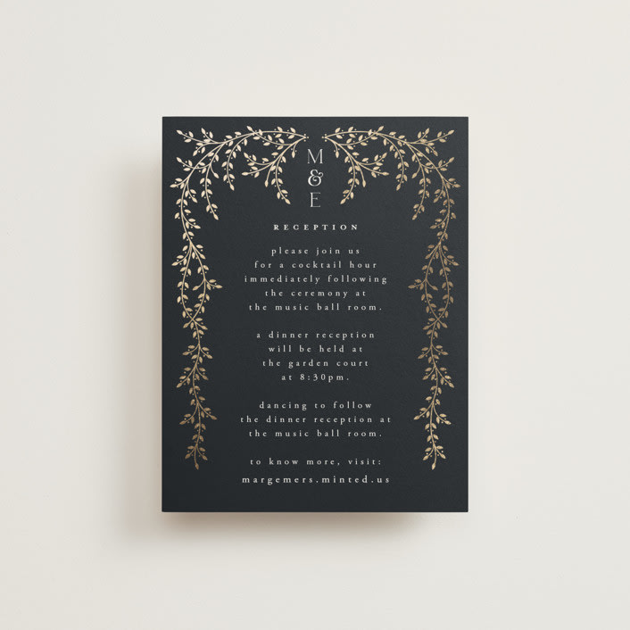 "Beautiful Chuppah" - Reception Cards in Midnight by Ana de Sousa - Front