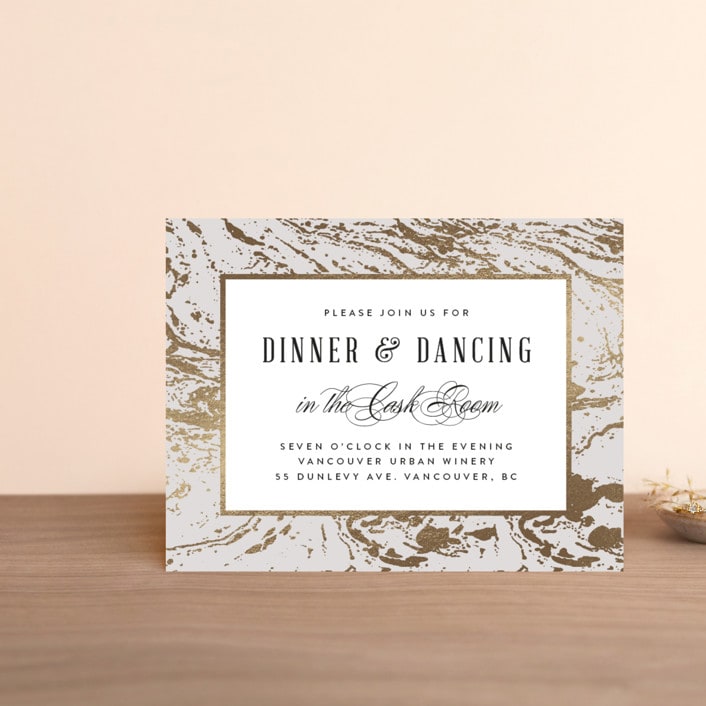 "Modern Marble" - Reception Cards in Cloud by Kelly Schmidt - Front