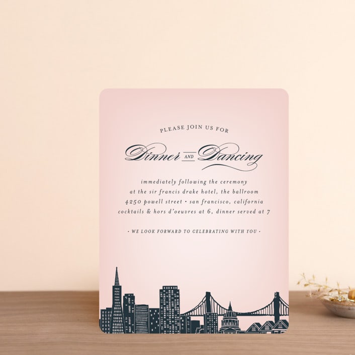 "Big City - San Francisco" - Reception Cards in Blush by Hooray Creative - Front