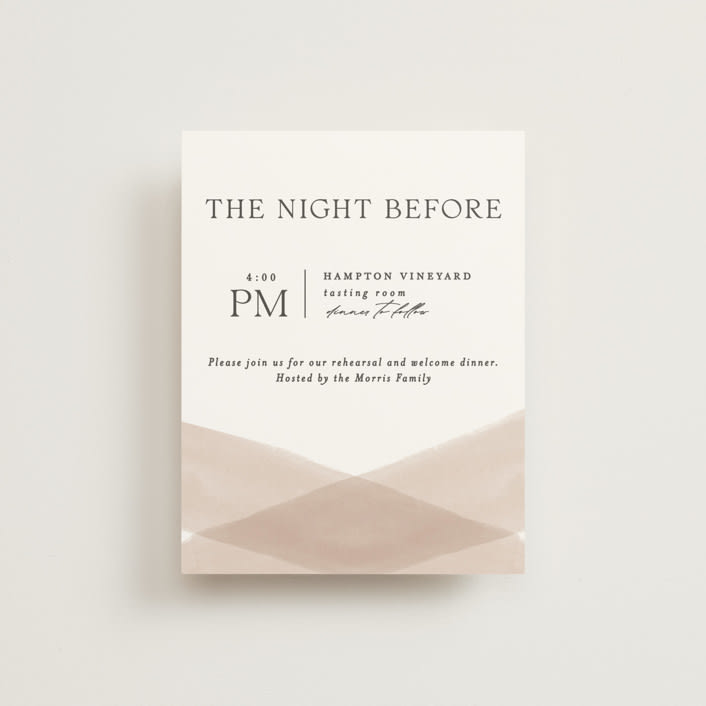 "Getaway" - Rehearsal Dinner Cards in Snow by Erin L. Wilson - Front
