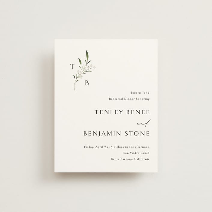 "Gentle Whisper" - Rehearsal Dinner Cards in Cotton by Jennifer Postorino - Front