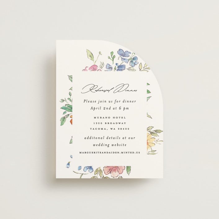 "Floral Pop" - Rehearsal Dinner Cards in Tropical by Itsy Belle Studio - Front