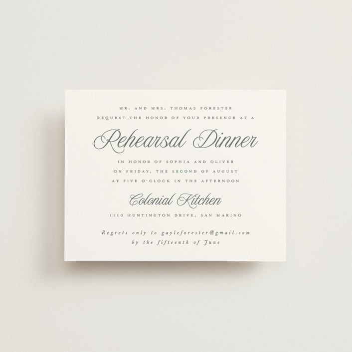 "Beautiful Day" - Rehearsal Dinner Cards in Graphite by Leah Bisch - Front