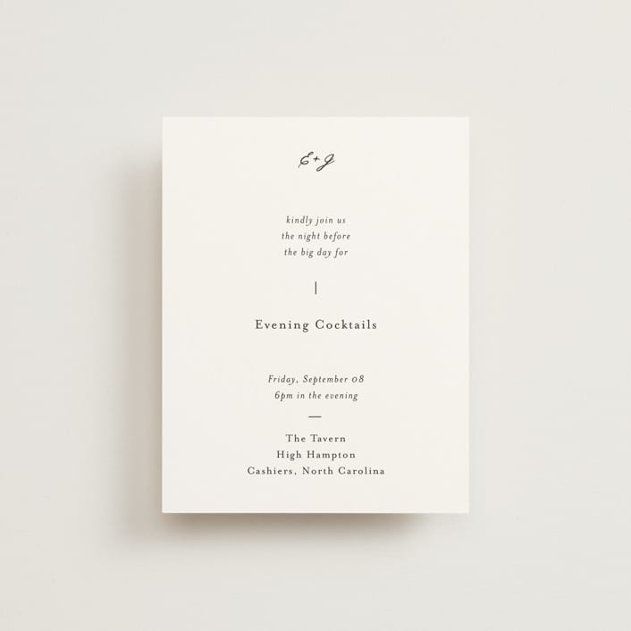 "Tuscany" - Rehearsal Dinner Cards in Ink by Blustery August - Front