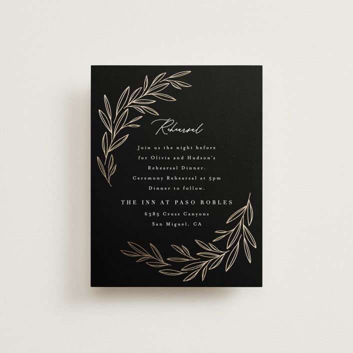 "Bianca" - Foil-Pressed Rehearsal Dinner Cards in Ink by Kristie Kern - Front