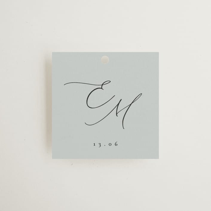 "Corner" - Rehearsal Dinner Favor Tags in Sky by Kelly Schmidt - Front