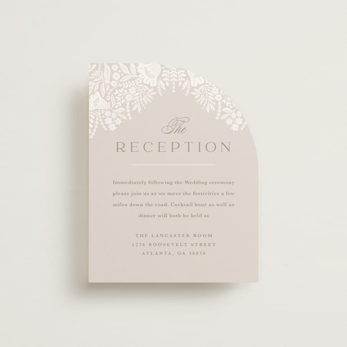 "Lace Trim" - Reception Cards in Cream by Kristen Smith - Front
