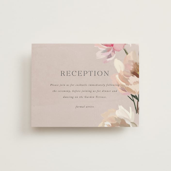 "Chalk Floral" - Reception Cards in Dove by Olivia Kanaley Inman - Front