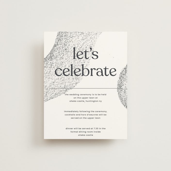 "Memo" - Reception Cards in Charcoal by Blustery August - Front