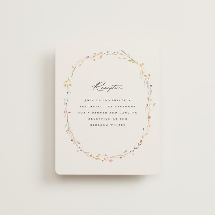 "delicate florals" - Reception Cards in Snow by Lori Wemple - Front