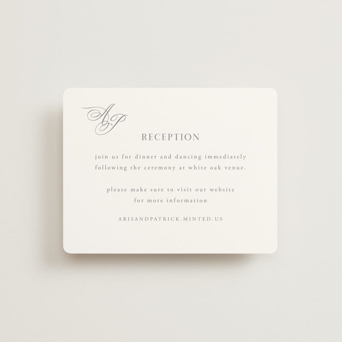 "Regal" - Reception Cards in Snow by Melinda Denison - Front