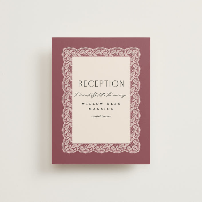 "Chantilly" - Reception Cards in Mauve by Erica Krystek - Front
