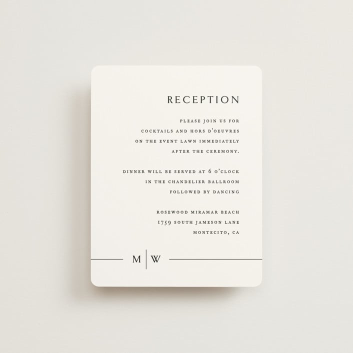 "Align" - Reception Cards in Cotton by Jennifer Postorino - Front