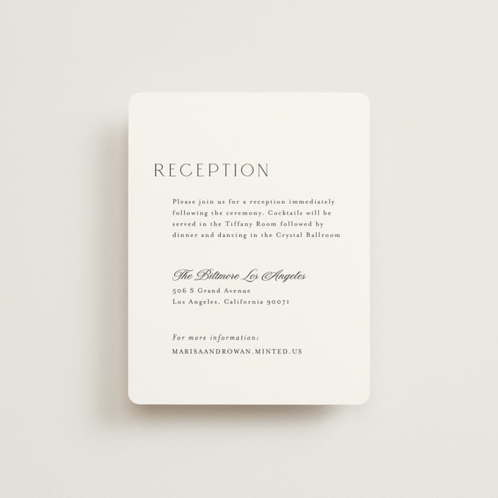 "Classic Chic" - Reception Cards in Pearl by Shirley Lin Schneider - Front