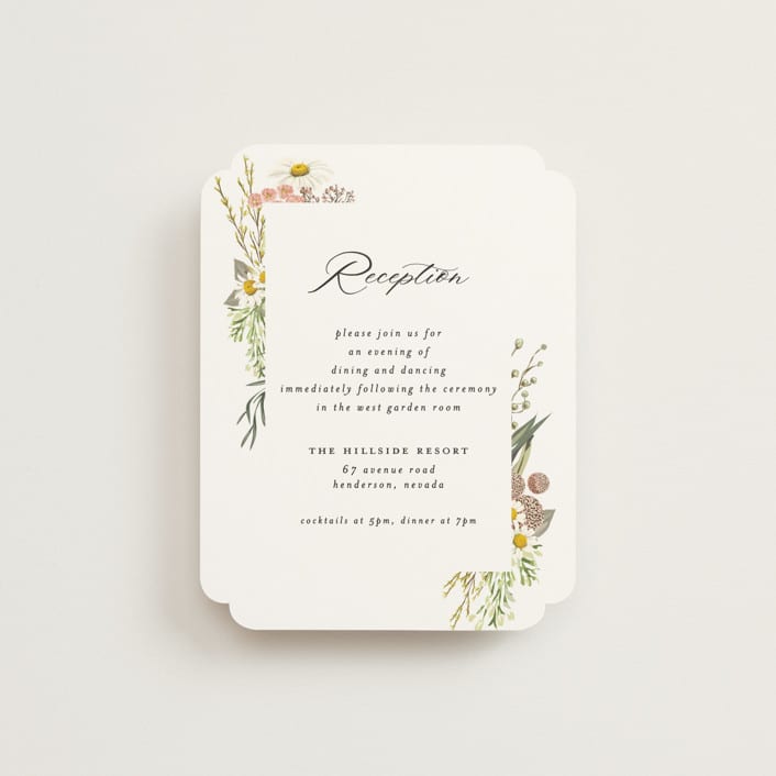 "Organic Florals" - Reception Cards in Blush by Susan Moyal - Front