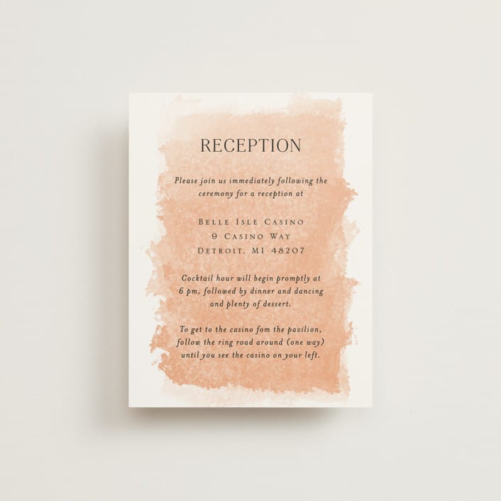 "Swept" - Reception Cards in Blush by Snow and Ivy - Front
