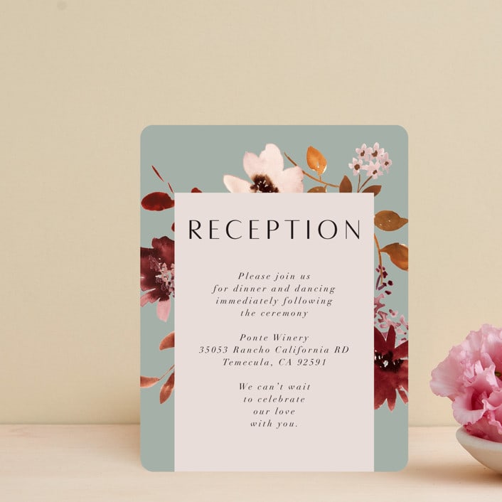 "Serenata" - Reception Cards in Sage by Petra Kern - Front