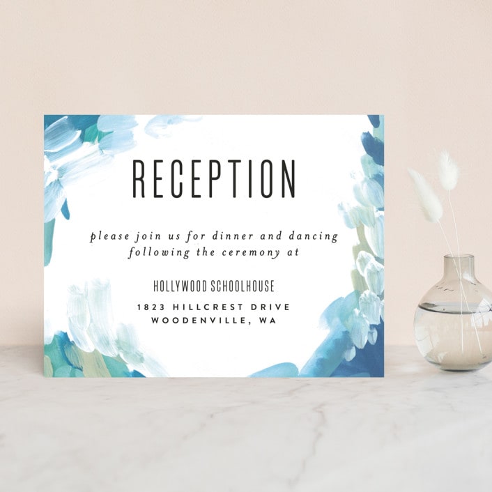 "Gallery Abstract Art" - Reception Cards in Ocean by Alethea and Ruth - Front