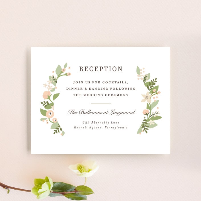 "Longwood Estates" - Reception Cards in Peach Sorbet by Jennifer Wick - Front