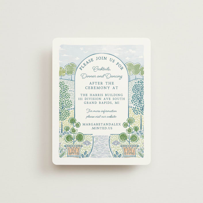 "Going to the Chapel" - Reception Cards in Meadow by Paper Sun Studio - Front