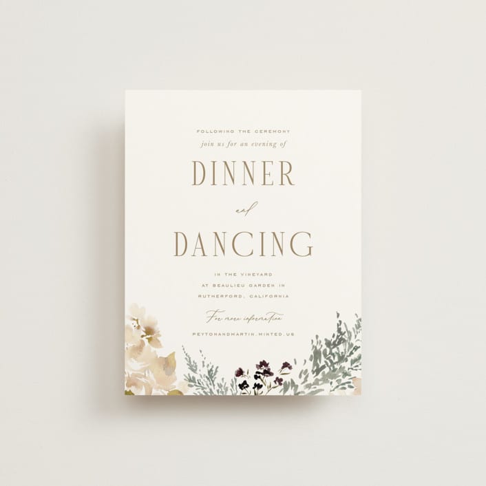 "Sprigs of Joy" - Reception Cards in Pearl by Leah Bisch - Front