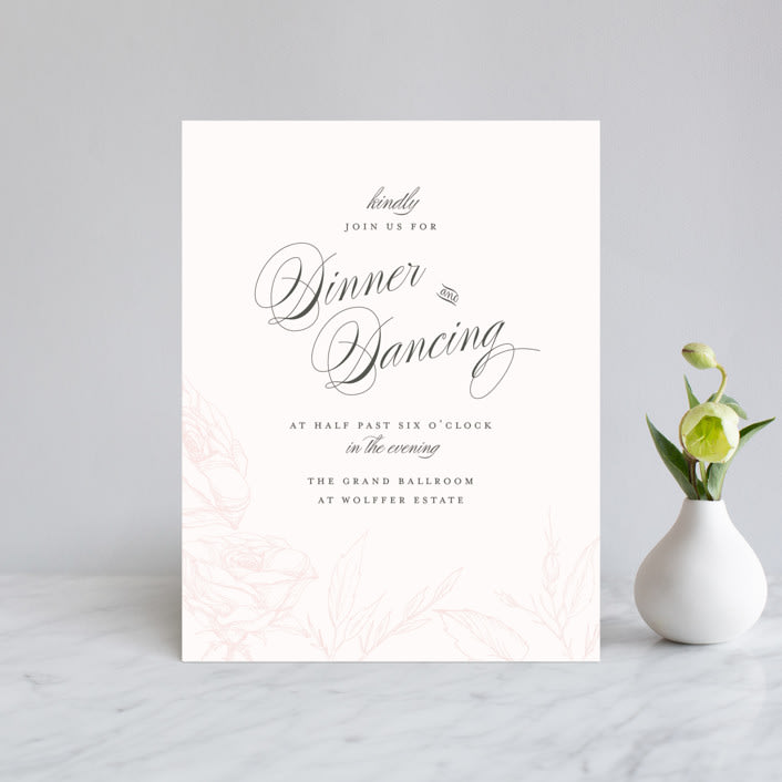 "Flora" - Reception Cards in Blush by Nicoletta Savod - Front