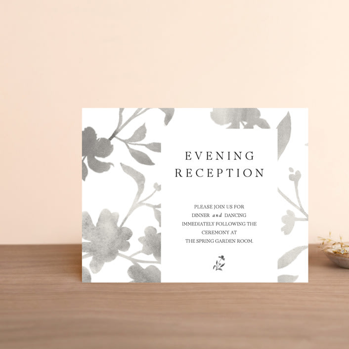 "Floral Union" - Reception Cards in Black Sugar by Pati Cascino - Front