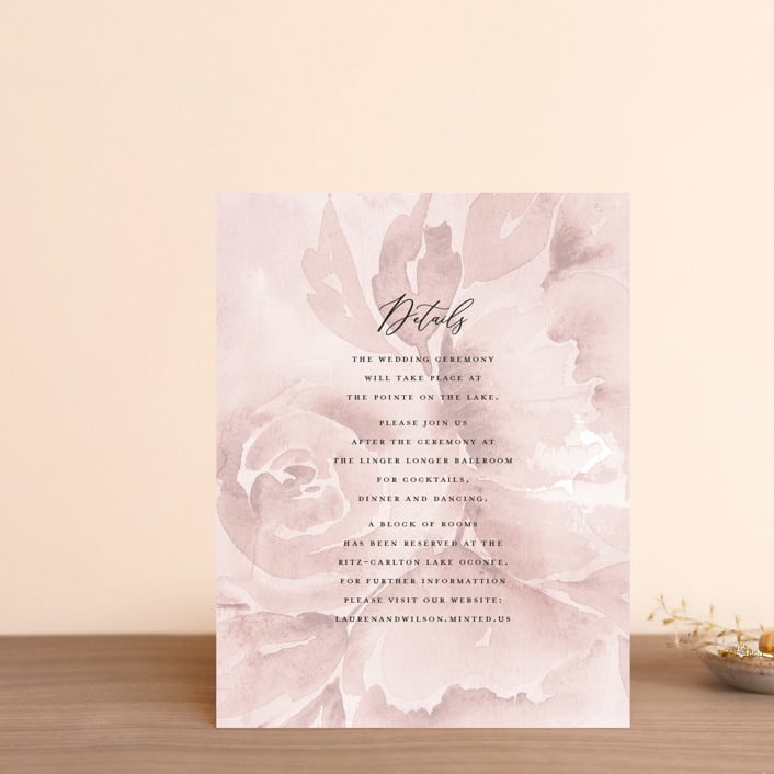 "Wedding Dream" - Reception Cards in Blush by Chris Griffith - Front
