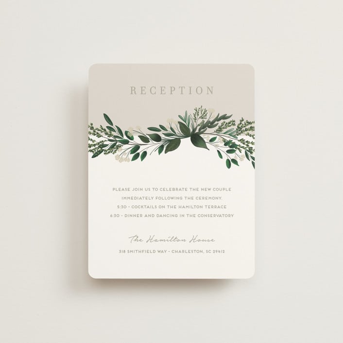 "Watermark" - Reception Cards in Cypress by Kaydi Bishop - Front