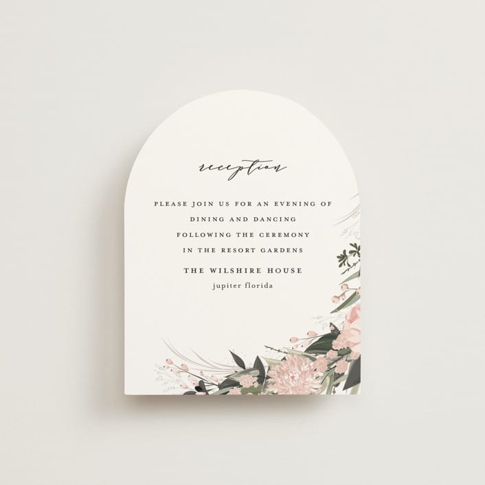 "Ivory Ring" - Reception Cards in Blush by Susan Moyal - Front