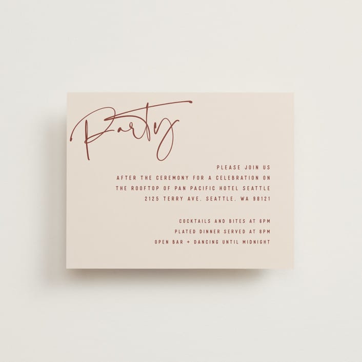 "Millennial" - Reception Cards in Rose by Hooray Creative - Front