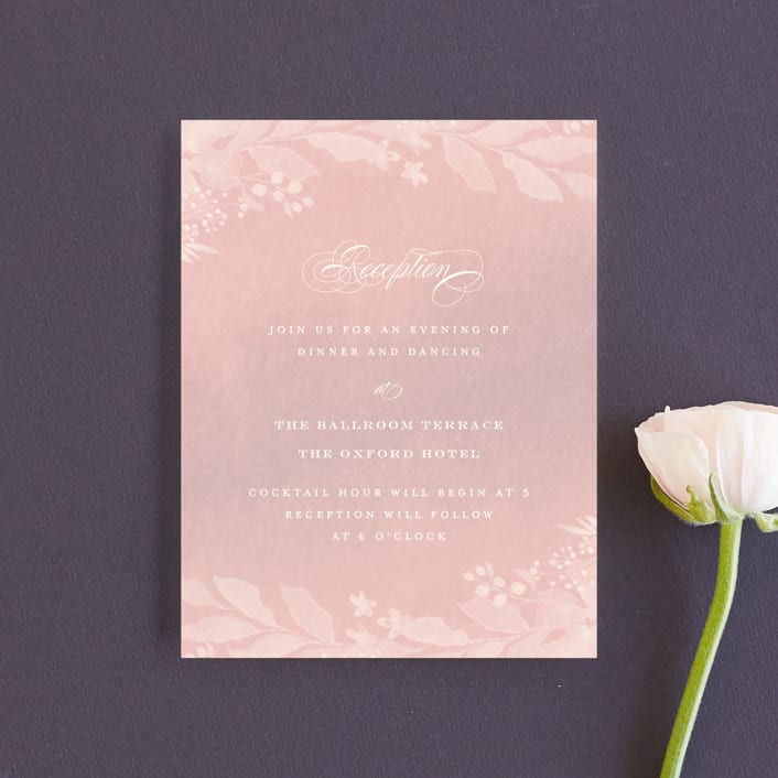 "Summer Bliss" - Reception Cards in Blush by Grace Kreinbrink - Front