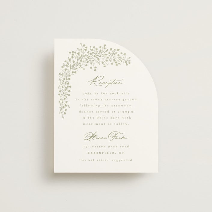 "Villa" - Reception Cards in Leaf by Kristie Kern - Front